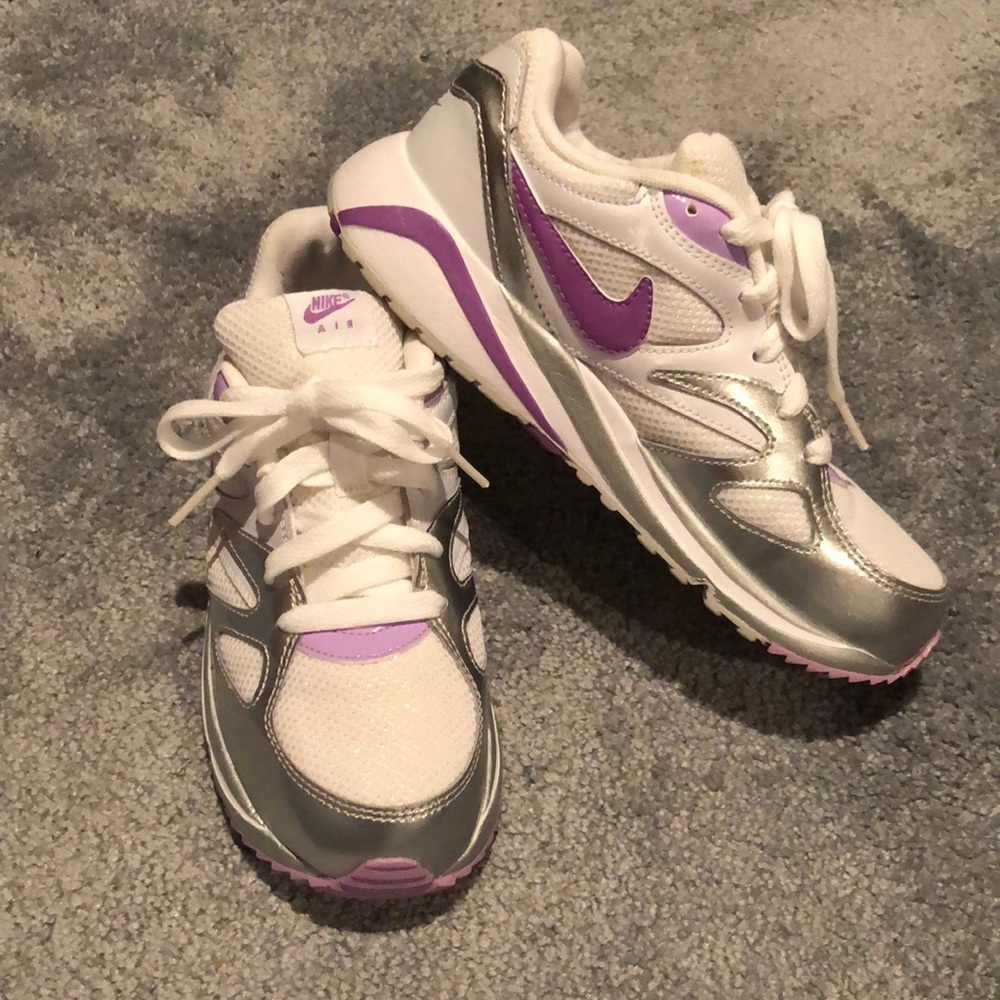 Nike Air size 3Y White w/ purple, silver, sparkle